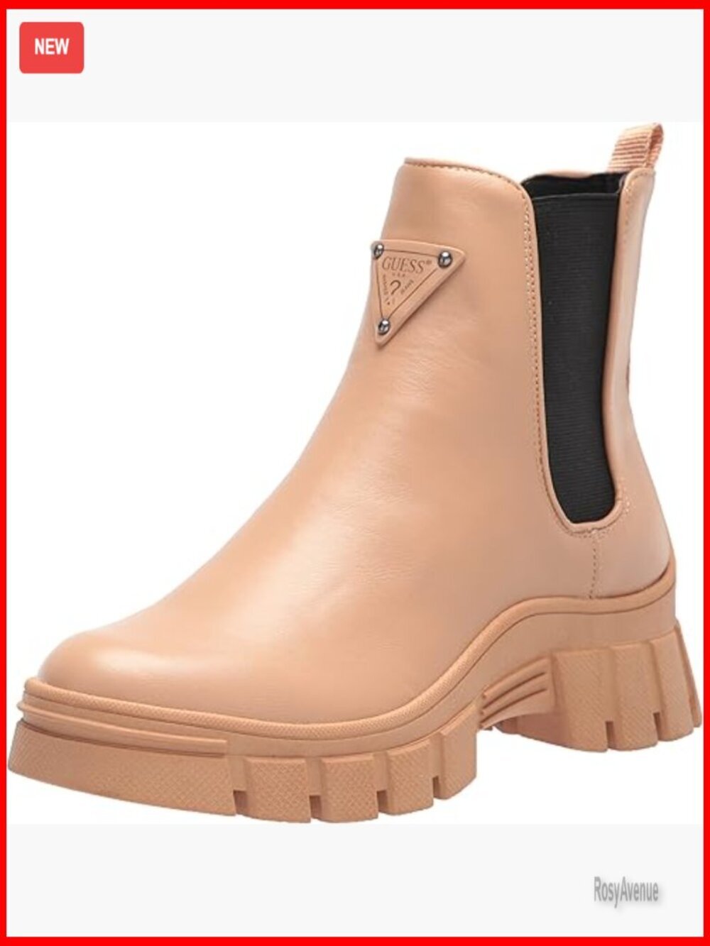 Faux Leather Chelsea Boots with Lug Sole, Pull-On Design